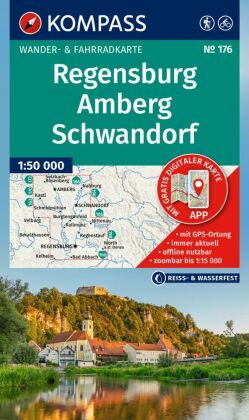 KOMPASS Wanderkarte 176 Regensburg, Amberg, Schwandorf 1:50.000