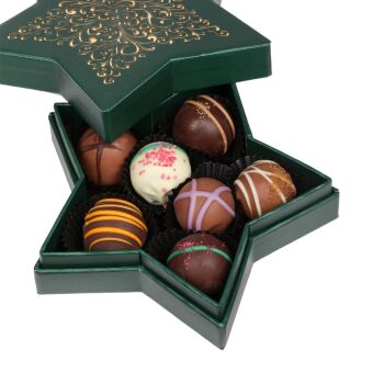 Sternschachtel klein, grün (Trüffel- und Pralinen), 90 g
