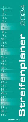 Streifenplaner MINT 2024 - Streifenkalender - Wandplaner - Küchen-Kalender - 11,3x49,5