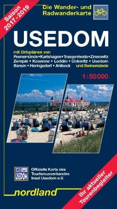 Usedom mit Ortsplänen von Peenemünde, Karlshagen, Trassenheide, Zinnowitz, Zempin, Koserow, Loddin,