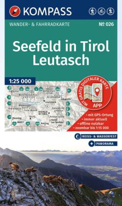 KOMPASS Wanderkarte 026 Seefeld in Tirol, Leutasch 1:25.000