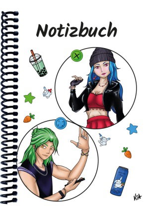 A 5 Notizbuch Manga Quinn und Enora, weiß, kariert