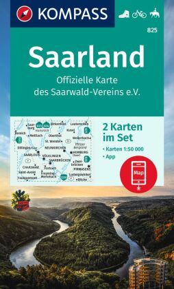 KOMPASS Wanderkarten-Set 825 Saarland, Offizielle Karte des Saarwald-Vereins e.V. (2 Karten) 1:50.00