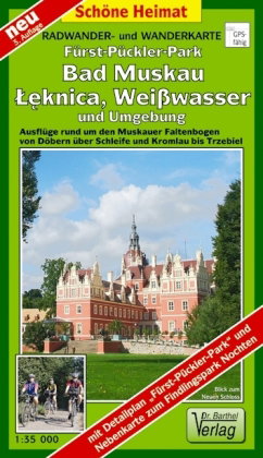 Radwander- und Wanderkarte Fürst-Pückler-Park, Bad Muskau, Leknica, Weißwasser und Umgebung