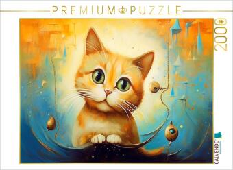 CALVENDO Puzzle Katze Im Stil von Salvador Dali | 2000 Teile Lege-Größe 90x67cm Foto-Puzzle für glüc
