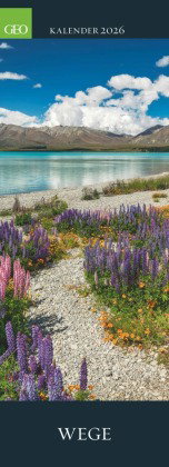 GEO - Wege 2026 - Wandkalender, 25 x 69 cm, 12 Bilder traumhafter Wege & Landschaften, deutsches Kal