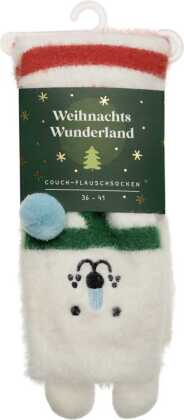 Weihnachtswunderland, Couch-Flauschsocken, Eisbär, Größe 36-41