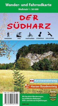 Der Südharz, Wander- und Fahrradkarte