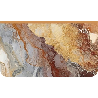 Alpha Edition - Ladytimer Pad Marble 2026 - Taschenkalender 15,6×9 cm im Querformat mit Wochenübersi