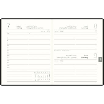 Zettler Taschenkalender 1T/1S farblich sortiert (schwarz, bordeaux, blau) 2026 - Timer 10 × 14 cm, 1