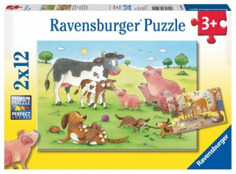 Kinderpuzzle 2x12 Teile - Glückliche Tierfamilien