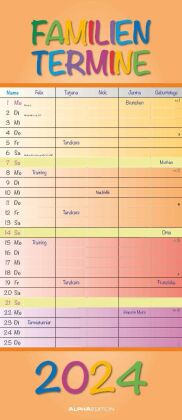 Regenbogen 2024 Familienplaner - Terminkalender - Familienkalender - 19,5x45