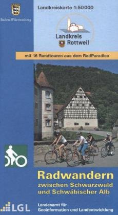Topographische Landkreiskarte Baden-Württemberg Radwandern zwischen Schwarzwald und Schwäbischer Alb