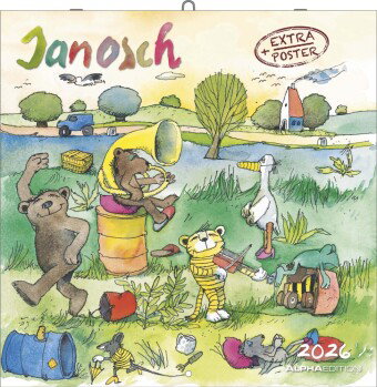 Alpha Edition - Janosch Kalender 2026 - Wandkalender 30×30 cm (30×60 geöffnet) mit Illustrationen &