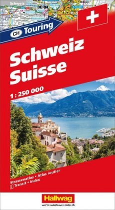 Schweiz CH-Touring Strassenatlas 1:250 000. Hallwag Strassenatlas Suisse