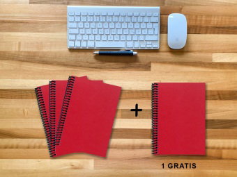 A 5 Notizbuch - Set, 3+1 gratis, Luxury 80 Seiten ROT JUPITER GLITTER-OPTIK, to do