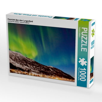 CALVENDO Puzzle Polarlicht über dem Lyngenfjord 1000 Teile Puzzle quer | 1000 Teile Lege-Größe 64 ×