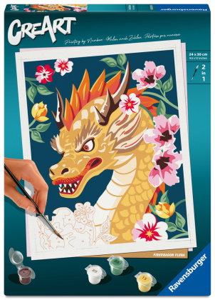 CreArt, Malen nach Zahlen Adults Trend - Feuerdrache Flora