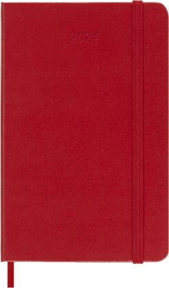 Moleskine 12 Monate Tageskalender 2024, Pocket/A6, Scharlachrot