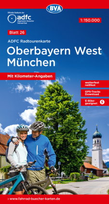 ADFC-Radtourenkarte 26 Oberbayern West München 1:150.000, reiß- und wetterfest, E-Bike geeignet, GPS