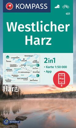 KOMPASS Wanderkarte 451 Westlicher Harz 1:50.000
