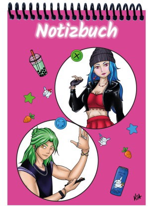 A 5 Notizblock Manga Quinn und Enora, pink, kariert