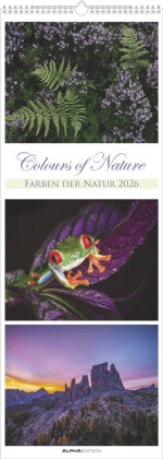 Alpha Edition - Colours of Nature - Triplets Kalender 2026 - Wandkalender XXL 25×69 cm mit 3 Naturfo