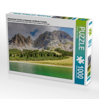 CALVENDO Puzzle Almteich bei Cortina d Ampezzo mit Monte Cristallo | 1000 Teile Lege-Größe 64x48cm F