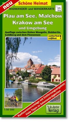 Radwander- und Wanderkarte Plau am See, Inselstadt Malchow, Krakow am See und Umgebung