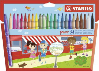 Filzstift - STABILO power - 24er Pack - mit 24 verschiedenen Farben