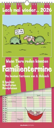 Alpha Edition - Lach mal wieder... Familienplaner 2026 - 19,5×45 cm mit 5 Spalten & lustigen Cartoon
