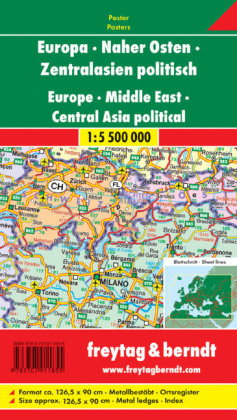 Europa - Naher Osten - Zentralasien politisch 1:5,5 Mill., metallbestäbt