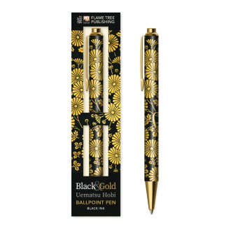 Premium Kugelschreiber: Uematsu Hobi, Chrysanthemen Schwarz & Gold