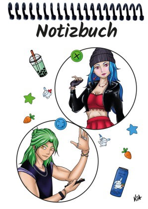 A 4 Notizblock Manga Quinn und Enora, weiß, liniert
