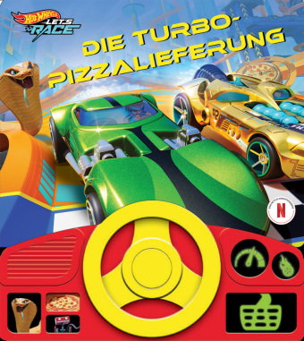 Hot Wheels Let's Race - Die Turbo-Pizzalieferung - Soundbuch - Pappbilderbuch mit beweglichem Lenkra