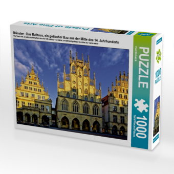 CALVENDO Puzzle Münster - Das Rathaus, ein gotischer Bau aus der Mitte des 14. Jahrhunderts | 1000 T