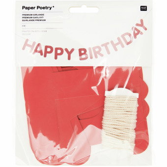 Girlande Happy Birthday, Rot FSC MIX, 5m