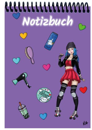 A 5 Notizblock Manga Enora, lila, liniert