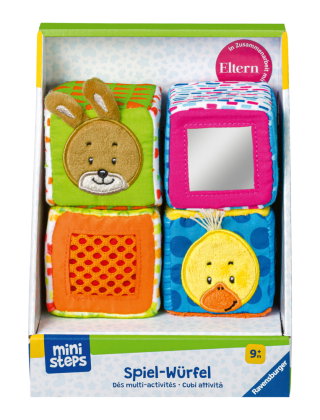 Ravensburger ministeps 4161 Spiel-Würfel, 4 bunte Stapelwürfel mit Spieleffekten, Baby Spielzeug ab