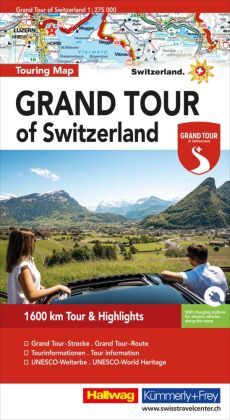 Hallwag Strassenkarte Grand Tour of Switzerland Map 1:275.000