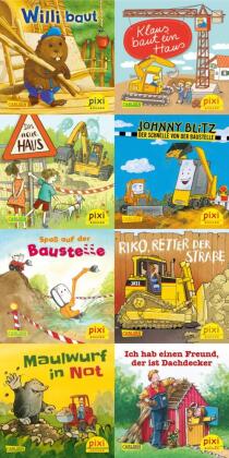 Pixi-8er-Set 276: Pixis Fahrzeuge auf der Baustelle (8x1 Exemplar), m. 1 Buch, 7 Teile