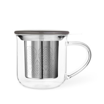 Minima Eva Glastasse mit Teesieb und Porzellandeckel, 380ml, grau