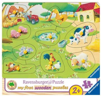 Ravensburger Kinderpuzzle - 03683 Kleiner Bauernhof - my first wooden puzzle mit 9 Teilen - Puzzle f