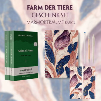 Farm der Tiere Geschenkset - 2 Teile (Buch + Audio-Online) + Marmorträume Schreibset Basics, m. 1 Be