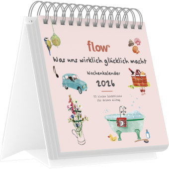 Flow - Was uns wirklich glücklich macht - Wochenkalender 17 x 16 mit Spiralbindung, 53 Illustratione