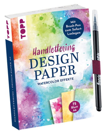 Handlettering Design Paper World of Watercolor A6 mit Brush Pen