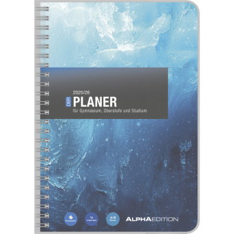 Alpha Edition - Gymnasialplaner Blau 2025/26 - DIN A5 (ca. 15×21 cm) Schülerkalender mit Spiralbindu