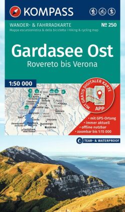KOMPASS Wanderkarte 250 Gardasee Ost, Rovereto bis Verona 1:50.000