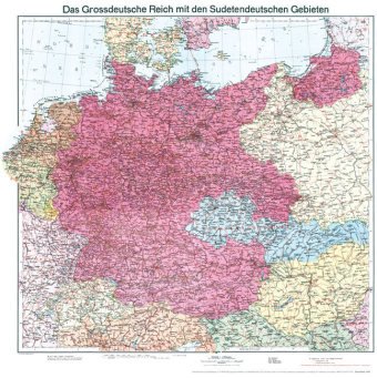 Historische Karte: Deutschland - Das Großdeutsche Reich mit dem Sudetendeutschen Gebieten, 1938 Plan