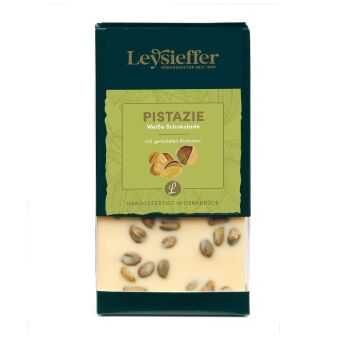Weiße Schokolade mit gerösteten Pistazien, 100 g, 28% Kakao